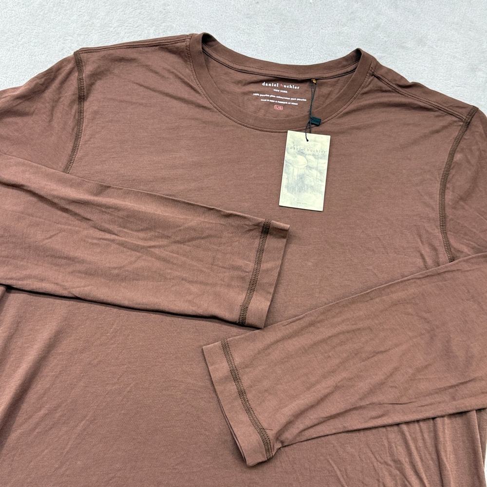Daniel Buchler Long Sleeve Shirt Mens L Mahogany Pima Cotton NYRP Loungewear